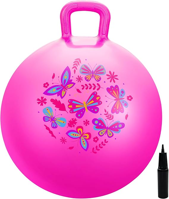 EVERICH TOY Hopper Ball for Kids 4-8, 18In Pink Toy Bouncy Ball with Handle