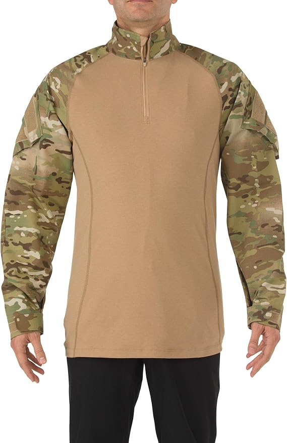 5.11 Tactical Combat Shirt for Men, Multicam TDU Rapid Assault, Long Sleeve, 1/4 Zip, Style 72185ABR