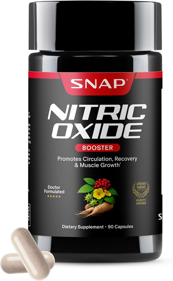 Snap Supplements Nitric Oxide Booster for Men & Women, 90 Vegan Capsules