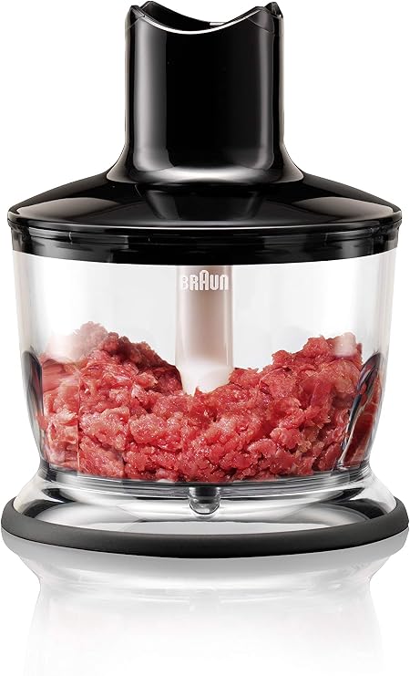 Braun MQ30 chopper accessory for MQ3, MQ700, MQ5 blender with EasyClick system, stainless steel blade, dishwasher safe, BPA free, 500 ml, black