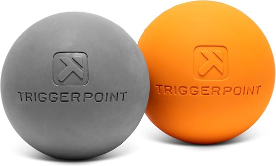 TRIGGERPOINT Foundation Massage Therapy Balls Medium-Density Ball Massager for Back & Foot Pain Relief, Trigger Point Myofascial Tool for Yoga, Exercise & Physical Therapy, Grey/Orange, 2 Pack