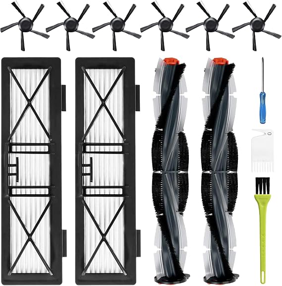 Replacement Parts for Neato Botvac D Series D3 D4 D5 D6 D7 D75 D80 D85 Robot Vacuum Cleaner Accessory Kit Including 2 Main Brushes, 2 Hepa Filters, 6 Side Brushes