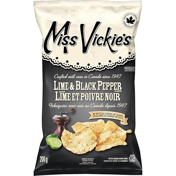 Miss Vickie's Kettle Cooked Lime & Black Pepper Chips 200g/7.1 oz {Imported from Canada}