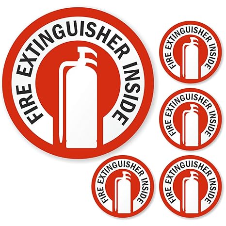 SmartSign Fire Extinguisher Inside Stickers | 2.75" x 2.75" Engineer Grade Reflective Labels with Aggressive Adhesive, Pack of 6