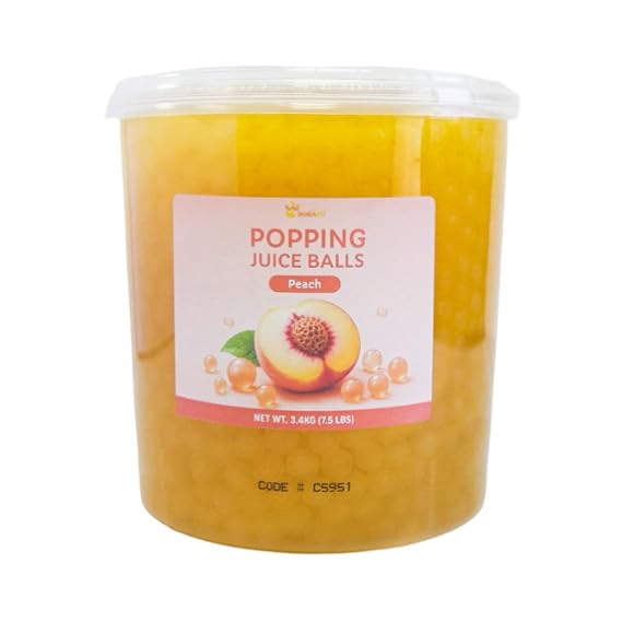 BOBA2U Popping Juice Balls (Peach) 7.5 Pounds - Ready to Eat - Cholesterol Free