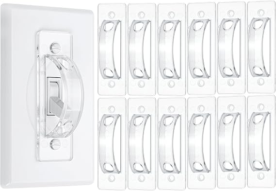 Bates Light Switch Guard Cover, 12 Pack, Clear, Toggle Switch Cover, Child Proof