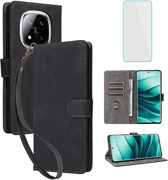 RFID Wallet Phone Case for Xiaomi Redmi Note 14 Pro 4G Black