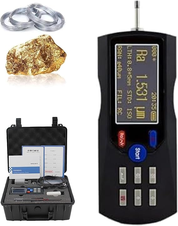 Digital sur-face Roughness Tester Meter Finish Tester with LCD Display Handheld Measuring Instrument Measurement Range ra:0.025m-12.5m, Measurement Accuracy 0.001m Rechargeable Black