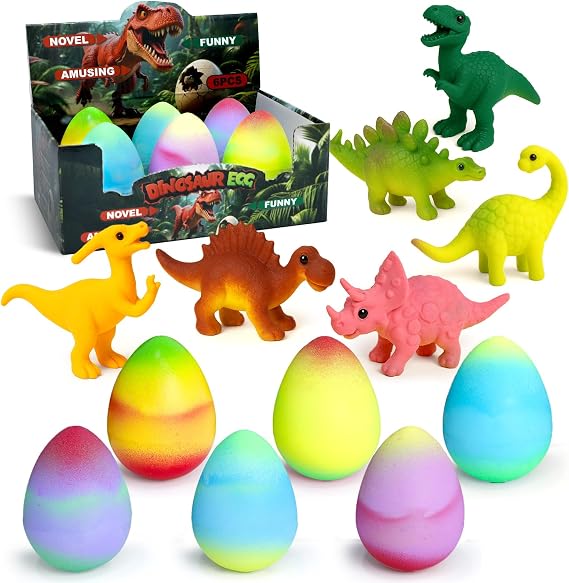 Dinosaur Hatching Surprise Eggs for Kids - 6 Pack - Dino Egg Toys | Toys for Boys & Girls, Gift Ideas for Ages 3 4 5 6 7 8, Party Favors, Educational Kids Play Set