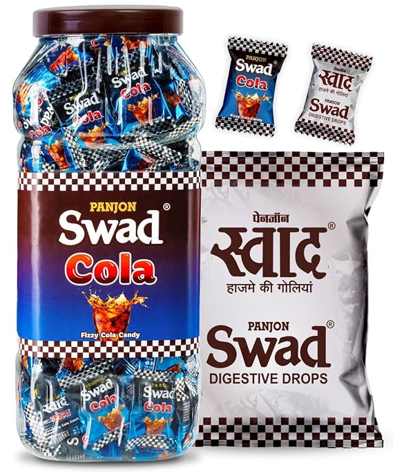 Swad Cola Candy Jar & Original 50 Toffee Pack, 2 Units, 500G (Orange)