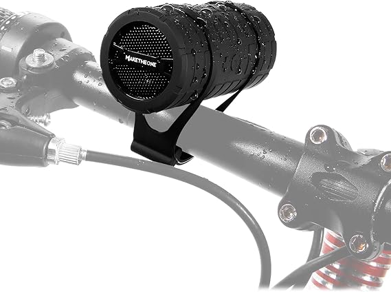 Maketheone Bluetooth Wireless Speaker, Portable Waterproof and Wearable Outdoor Speaker with 3.5mm Aux MicroSD Input HiFi Bass for Mountain Bike Bicycle Electric Scooter (Black)
