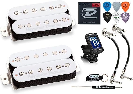 Seymour Duncan Hot Rodded Humbucker Set Matched SH-2n Jazz SH-4 JB Guitar Pickup Tonebird Bundle Perfect for Blues, Rock, Country, and Metal (White)