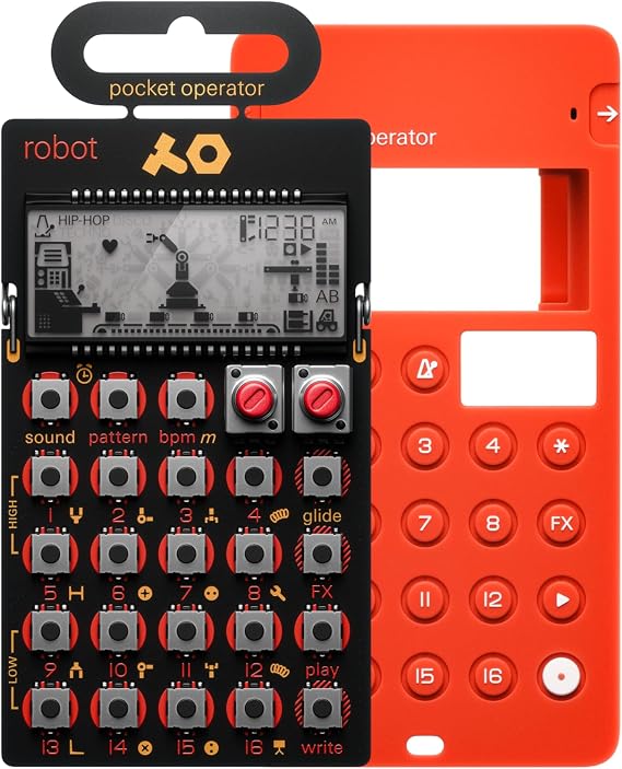 teenage engineering Pocket Operator PO-28 Robot and CA-X Silicon Pro-Case Red Bundle