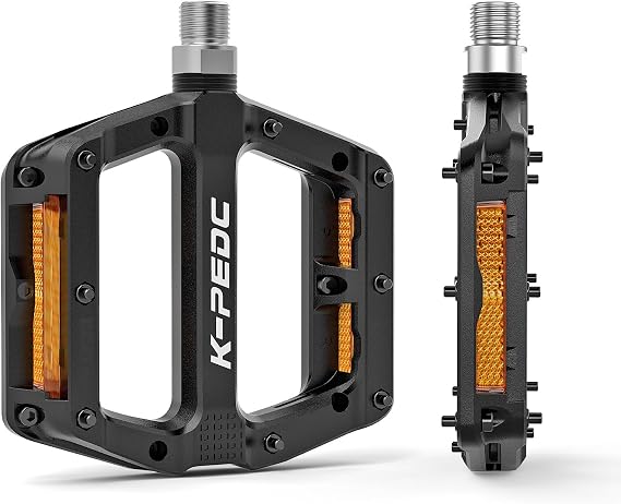 Mountain Bike Pedals with Reflectors, Road/MTB Pedals, 9/16 Inch presupuesto Lightweight Nylon Fiber Platform Pedals for BMX
