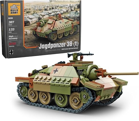 WW2 German Jarkt Panzer 38t Hetzer Tank Brick Model Building Blocks 387 Pieces