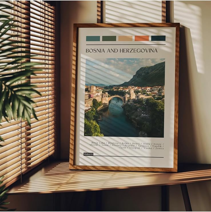 Fark Tanıtım Travel Art Çerçevesiz Poster, Modern Dekoratif Çerçevesiz Poster, Tablo, Bosnia, 21 x 30