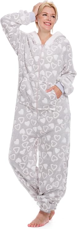 Onesie Pajamas for Women Fleece Womens Onesie Pajamas, Fuzzy Pajama Onesies for Women