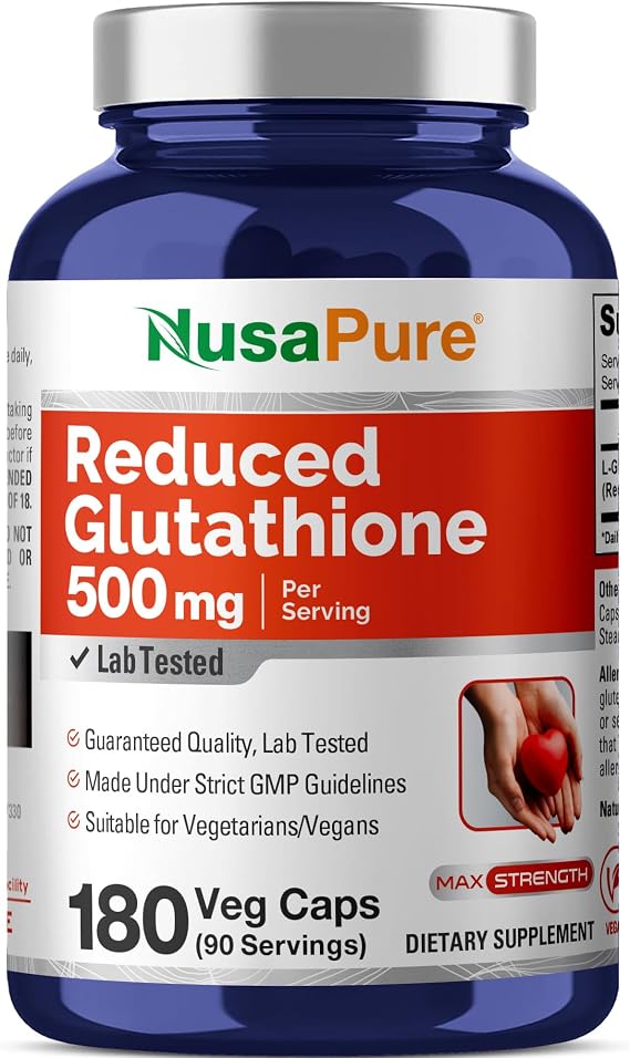 Reduced Glutathione Non-GMO, Vegan 500mg, 180 Veggie Capsules, 90 Servings