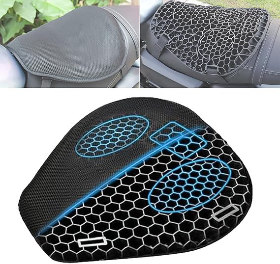 Motorcycle Gel Seat Cushion for Honda AirBlade 2022-2023, 3D Honeycomb Design, Shock-Absorbing Pressure Relief Seat Pad, Breathable Non-Slip Cushion for Long Rides