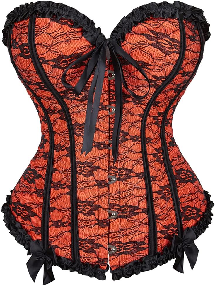 Grebrafan Gothic Slimming Lace Overlay Strapless Corsets