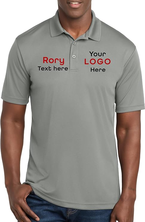 Custom Polo Shirts for Men - Personalized Logo Shirts and Work Shirts Printed in the USA - Custom Golf Shirt - No Minimums - Moisture-Wicking Dry-Fit Polo XS-4XL
