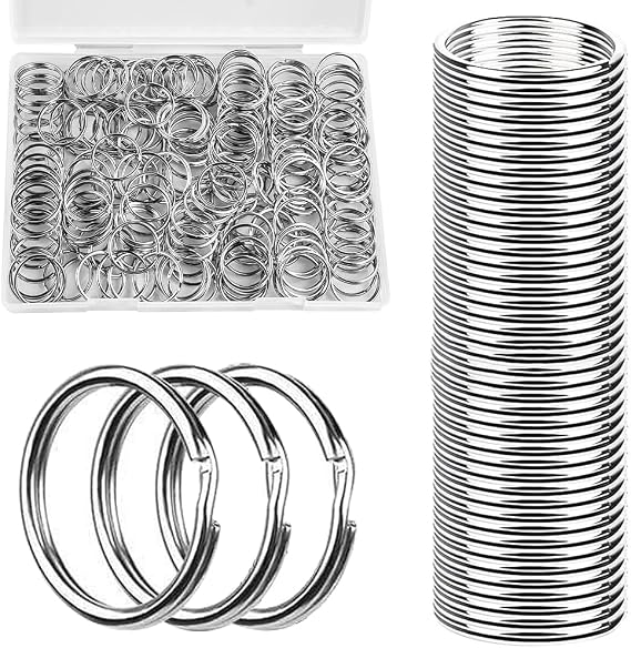 200 Pcs 1 Inch (25mm) Heavy Duty Metal Split Key Rings, Bulk Keychain Rings for Crafts, Keys, Keychains & Lanyards Organization - Silver