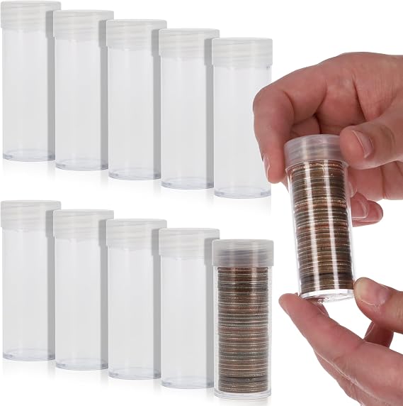 BCW Quarter Coin Tubes for Washington Quarters, Screw-On Caps, 10 Pack