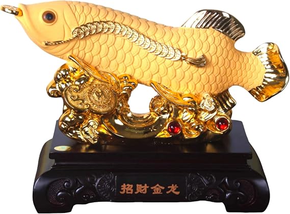 25 Inch Big Feng Shui Golden Arowana Fish Statue