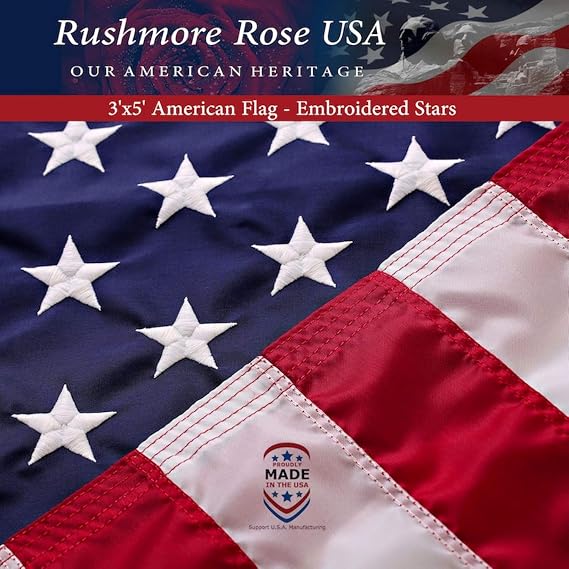 American Flag Made in USA | American Flags for Outside 3X5 | Premium US Flag 3X5 Heavy Duty Outdoor with Embroidered Stars and Sewn Stripes.FMAA Certified