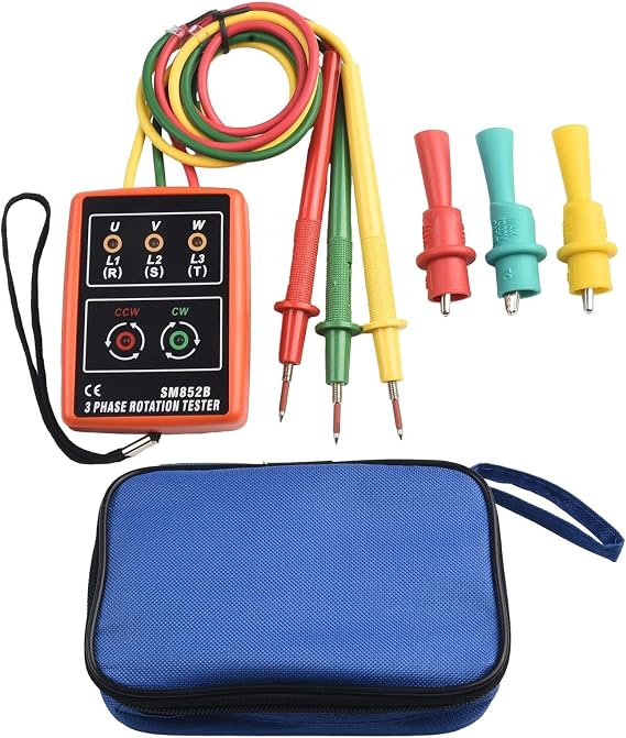 SM852B Electrical 3-Phase Rotation Tester With Indicator Lights, Open Phase And Direction Detection 60-600V