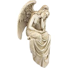Design Toscano Sakin bir zarif heykel, oturan bir melek, 15 x 21,5 x 38 cm