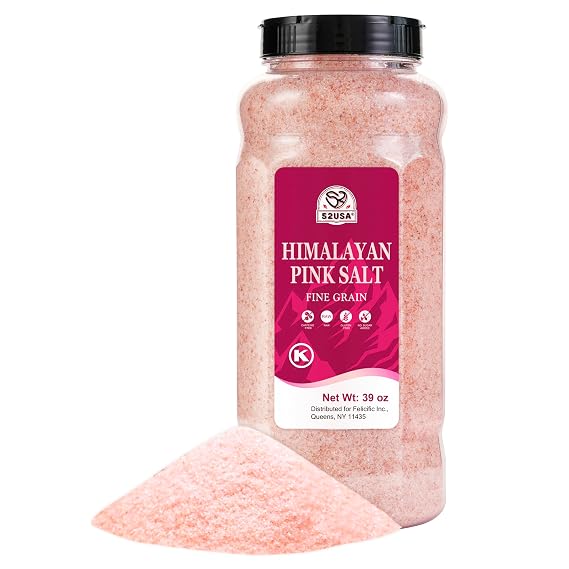 52USA Himalayan Pink Salt, Fine Grain 39 Oz (2.4 LB), Rock Salt for Grinder
