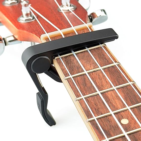 WINGO Pro Ukulele Capo for Soprano Concert Baritone, Black.