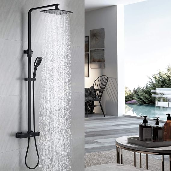 DUTRIX Shower Set Thermostatic Shower Mixer Adjustable Shower Home Hotel Thermostatic Shower Shower Head and Hose Set Black