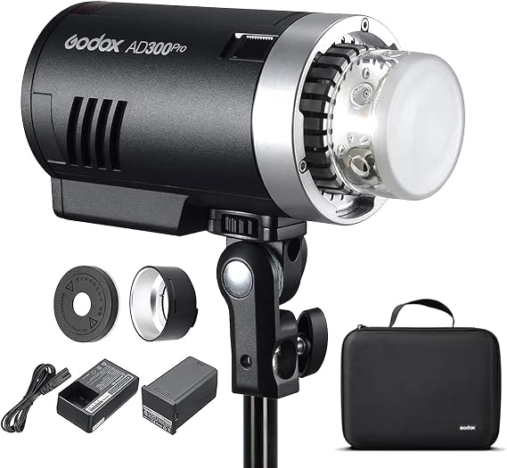 Godox AD300Pro Flash Strobe 300W 2.4G 1/8000 HSS 5600±100K 0.01-1.8S Recycle Time, 320 Full Power Flash