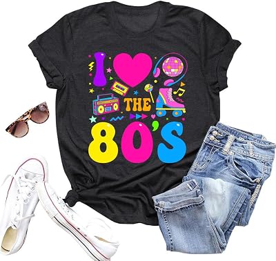 80s Shirt for Women I Love The 80s T-Shirt Vintage 80s Music Outfits Party 1980s Tee Short Sleeve Blouse Tops