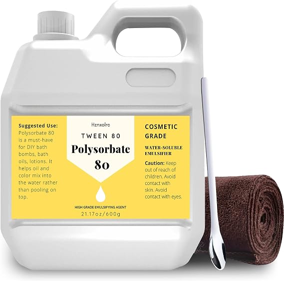 Polysorbate 80 21.17 Oz for Bath Pumps, Liquid Polysorbate 80 (Sorbitan Oil) Premium, 100% Pure, Cosmetic Grade, Soft for Skin, Suitable for Making Lotions, Shampoo,
