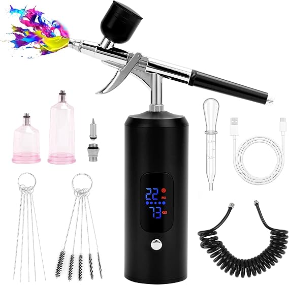 BriSunshine Cordless Rechargeable Airbrush Kit with Compressor
