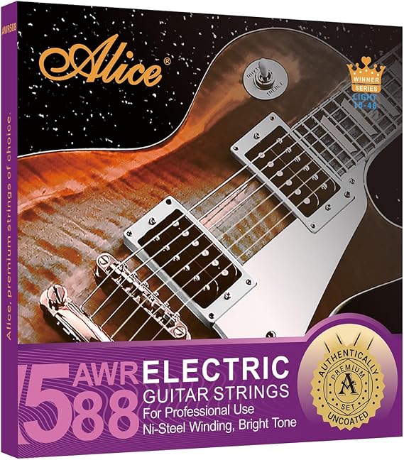 Alice Electric Guitar Strings, Alloy Steel and Nickel Steel Winding Guitar Strings with Ball-End, Comfortable Feel and Bright Tone, Regular Light 10-46, Ideal for Professional Players, Sliver Color