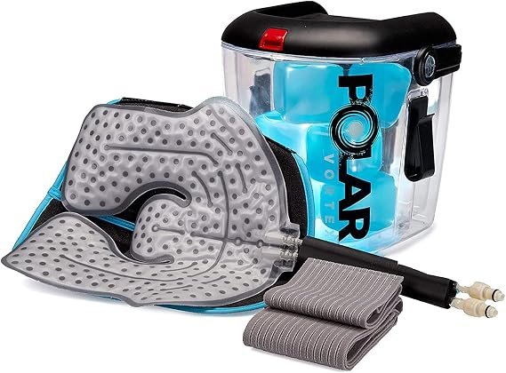 Cold Water Therapy System Kit by Polar Vortex - Ice Circulation Machine with 3-Strap Knee/Elbow/Shoulder Wrap and 6 Cold Cubes - Cold Water Therapy Kit