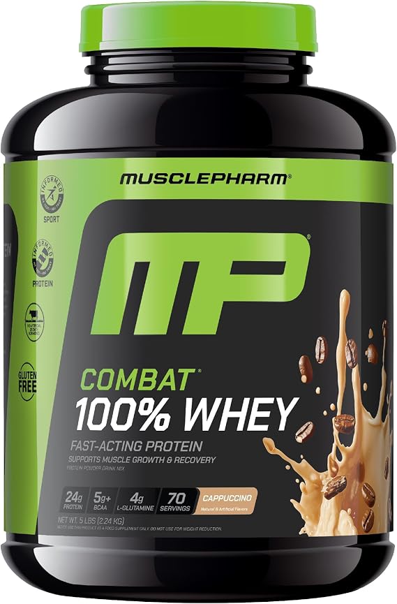 Combat 100% Whey Protein, 4.9 lbs 2.2 kg, Cappuccino Flavor
