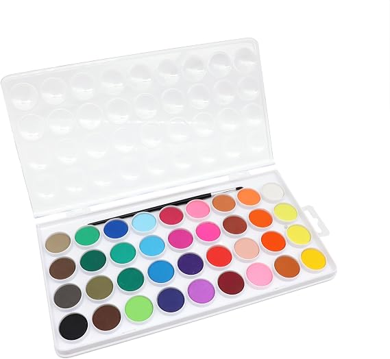 Artist's Loft 36 Color Watercolor Pan Set with Natural Hair Brush Necessities - Watercolor Set for Students, Teachers, Artists - 1 Pack