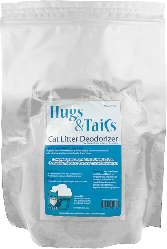 Cat Litter Deodorizer Pet Safe Odor Eliminator & Housebreaking Supplies for Cats, Kittens, Small Pets Natural, Unscented, Non Toxic, Low Dust, 1 lb, by HugsandTails
