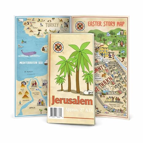 Illustrated Map of Easter Bible Stories in Jerusalem during Jesus' Time