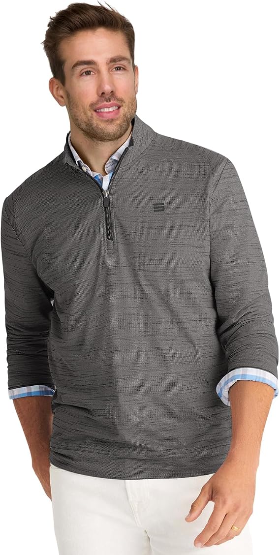 Three Sixty Six Men's Quarter Zip Pullover - 1/4 Zip Heathered Sweater - Golf Pullover