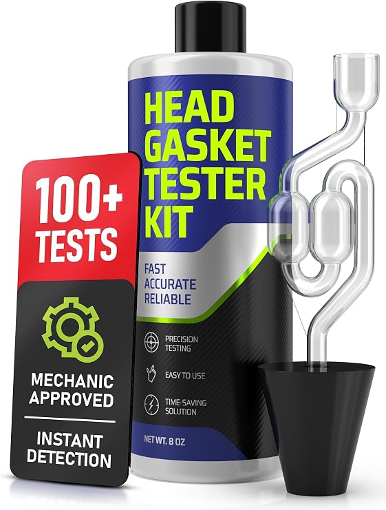 FORTIVO Head Gasket Tester Kit Over 100 Tests, Complete Combustion Leak Test System with Universal Radiator Adapter, Works on Cars, Trucks, SUVs and Leak Detection Fluid 8oz