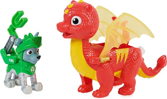 PAW Patrol Spin Master 6063596 Rescue Knights Rocky and Dragon Flame Action Figures, Setof 2