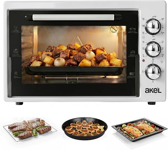 Akel AF340L 34 lt Beyaz Midi Fırın, İç aydınlatmalı, Zaman Ayarlı, Izgara ve Fırın, 2 Tepsi 1 Tel Izgara