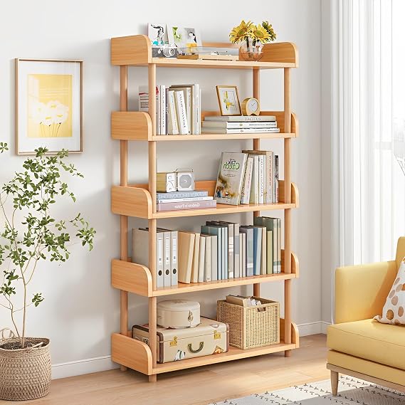 OSCHF 5-Tier Wooden Open Bookcase, Oak