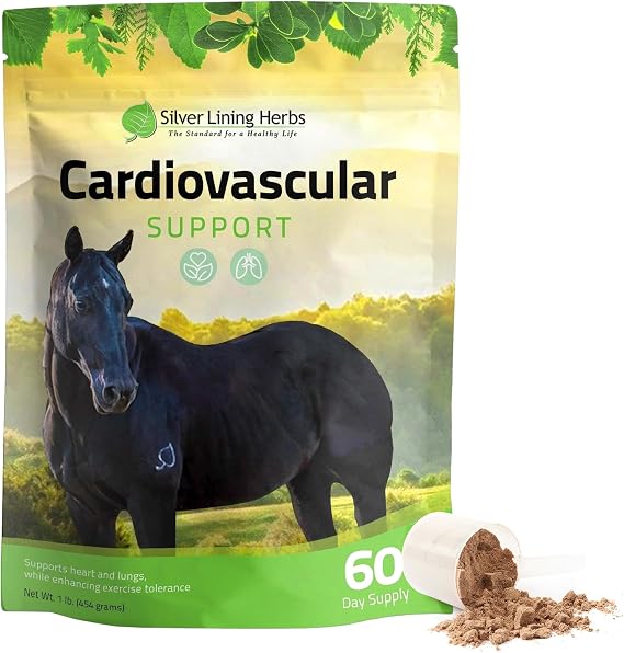 Horse Heart Health Supplements, Cardio - 1 lb | Heart Health Supplements for Horses, Hawthorn, Yarrow & Ginger, Circulation, Stamina & Recovery, 1 lb, Made in USA
